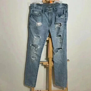 American Eagle Outfitters Made To Last Slim Distressed Mens light wash Jeans Siz